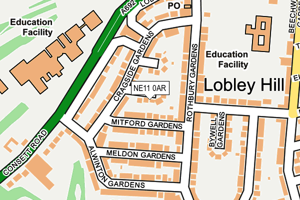 NE11 0AR map - OS OpenMap – Local (Ordnance Survey)