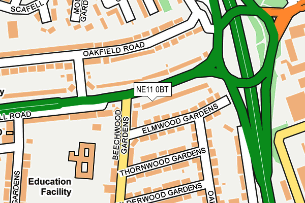 NE11 0BT map - OS OpenMap – Local (Ordnance Survey)