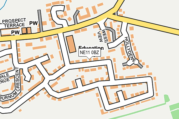 NE11 0BZ map - OS OpenMap – Local (Ordnance Survey)
