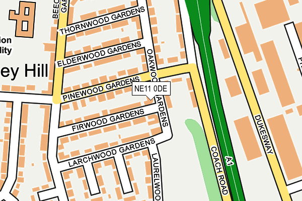 NE11 0DE map - OS OpenMap – Local (Ordnance Survey)