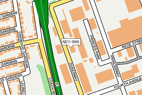 NE11 0NW map - OS OpenMap – Local (Ordnance Survey)