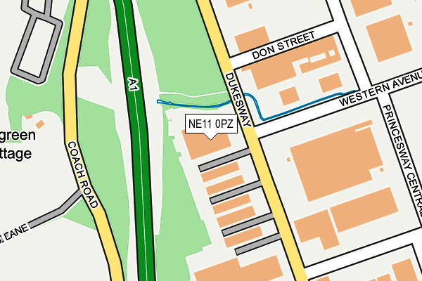 NE11 0PZ map - OS OpenMap – Local (Ordnance Survey)