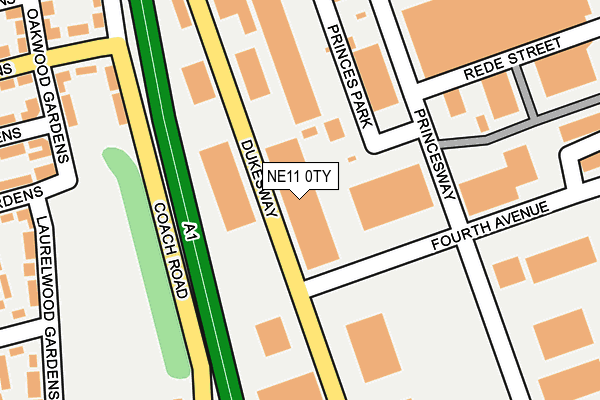 NE11 0TY map - OS OpenMap – Local (Ordnance Survey)