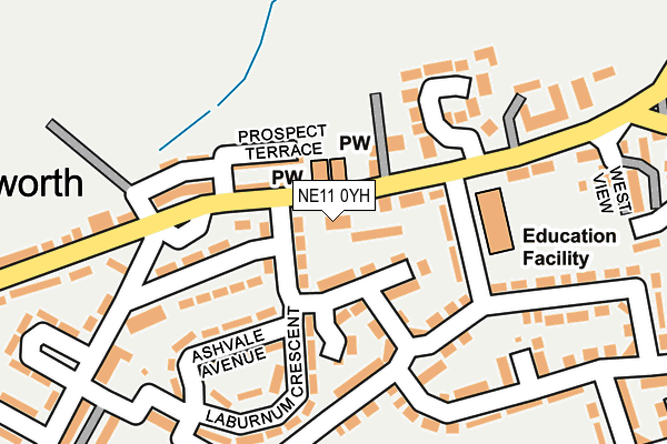 NE11 0YH map - OS OpenMap – Local (Ordnance Survey)