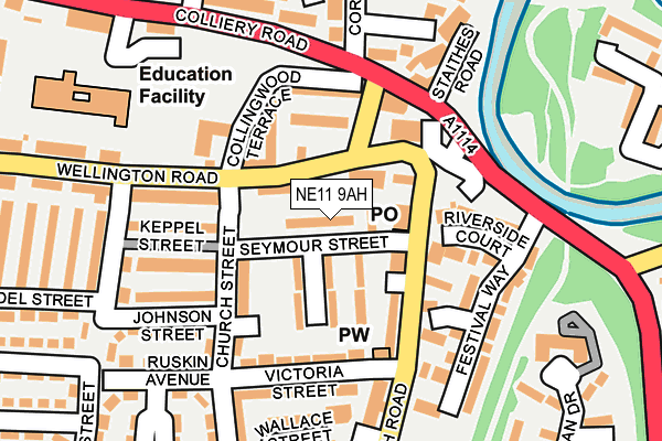 NE11 9AH map - OS OpenMap – Local (Ordnance Survey)