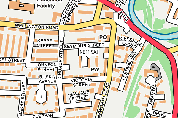 NE11 9AJ map - OS OpenMap – Local (Ordnance Survey)