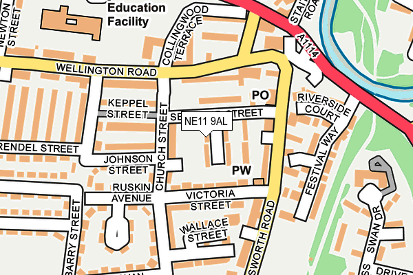 NE11 9AL map - OS OpenMap – Local (Ordnance Survey)