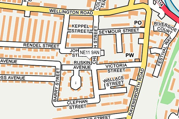 NE11 9AN map - OS OpenMap – Local (Ordnance Survey)