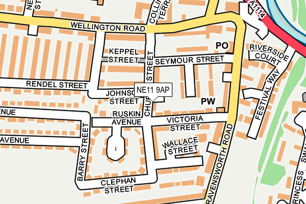 NE11 9AP map - OS OpenMap – Local (Ordnance Survey)