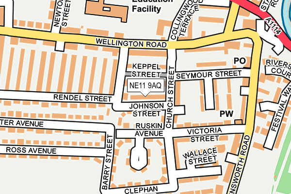 NE11 9AQ map - OS OpenMap – Local (Ordnance Survey)