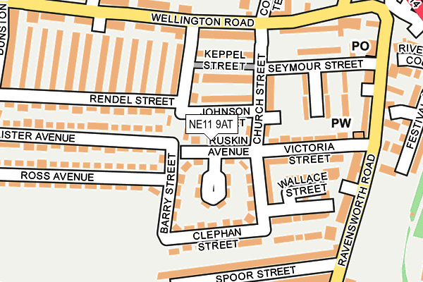 NE11 9AT map - OS OpenMap – Local (Ordnance Survey)