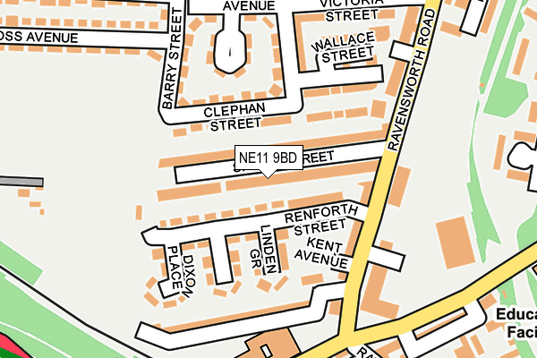 NE11 9BD map - OS OpenMap – Local (Ordnance Survey)