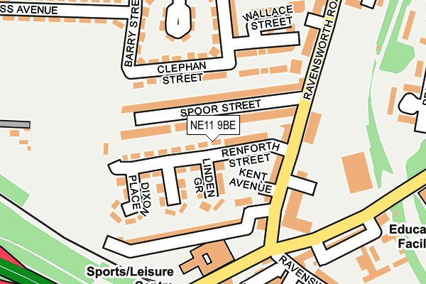 NE11 9BE map - OS OpenMap – Local (Ordnance Survey)