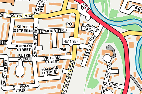 NE11 9BF map - OS OpenMap – Local (Ordnance Survey)