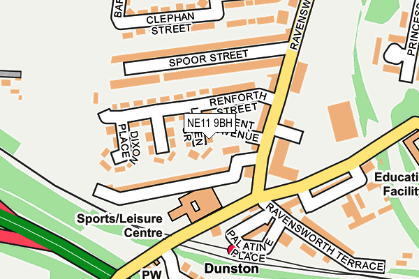 NE11 9BH map - OS OpenMap – Local (Ordnance Survey)