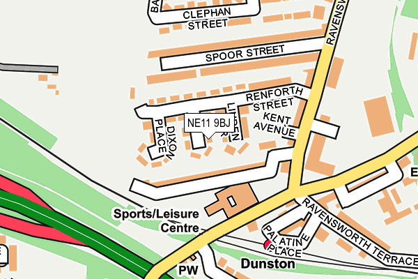 NE11 9BJ map - OS OpenMap – Local (Ordnance Survey)