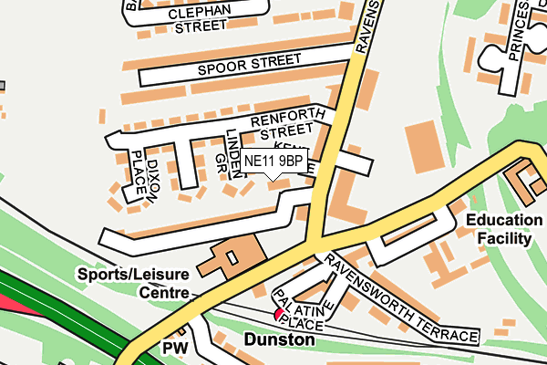 NE11 9BP map - OS OpenMap – Local (Ordnance Survey)