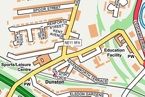 NE11 9FA map - OS OpenMap – Local (Ordnance Survey)