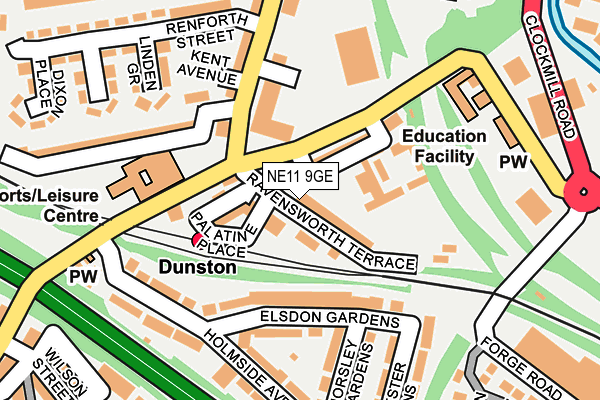 NE11 9GE map - OS OpenMap – Local (Ordnance Survey)