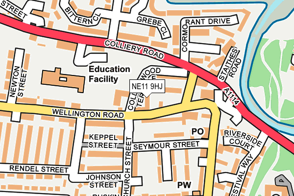 NE11 9HJ map - OS OpenMap – Local (Ordnance Survey)