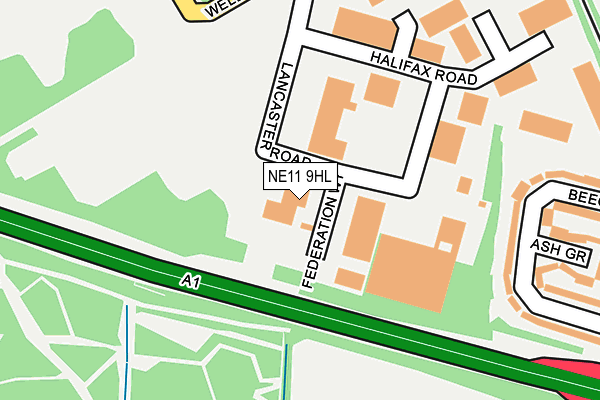 NE11 9HL map - OS OpenMap – Local (Ordnance Survey)