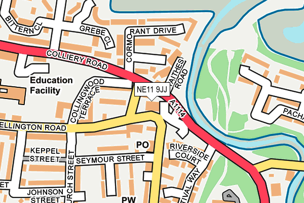 NE11 9JJ map - OS OpenMap – Local (Ordnance Survey)