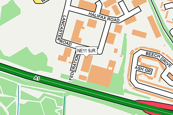 NE11 9JR map - OS OpenMap – Local (Ordnance Survey)