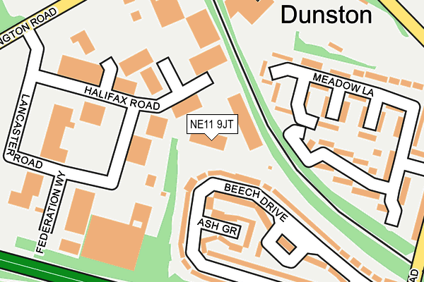 NE11 9JT map - OS OpenMap – Local (Ordnance Survey)