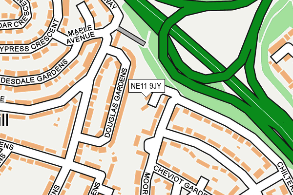 NE11 9JY map - OS OpenMap – Local (Ordnance Survey)