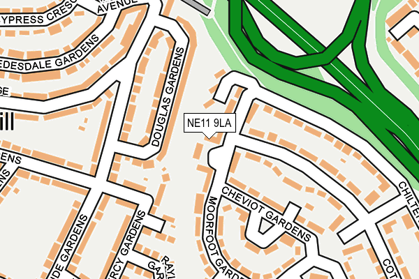 NE11 9LA map - OS OpenMap – Local (Ordnance Survey)