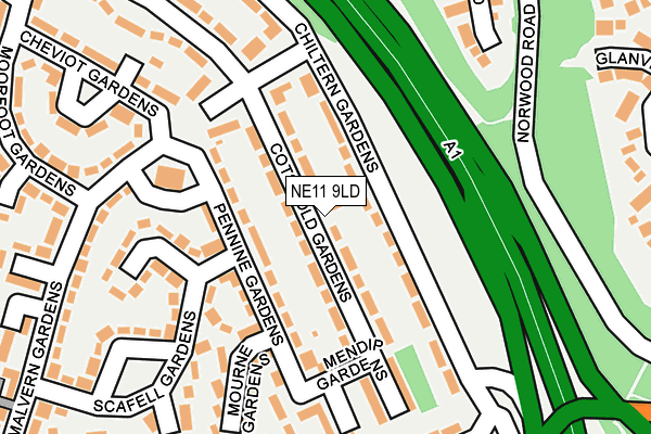 NE11 9LD map - OS OpenMap – Local (Ordnance Survey)