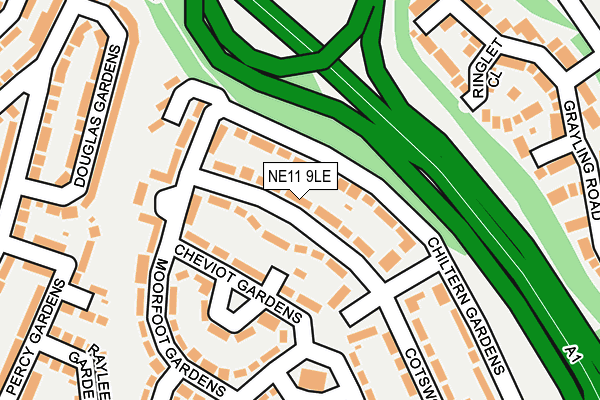 NE11 9LE map - OS OpenMap – Local (Ordnance Survey)