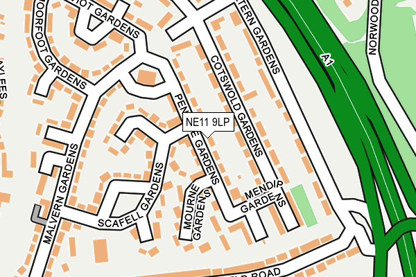 NE11 9LP map - OS OpenMap – Local (Ordnance Survey)