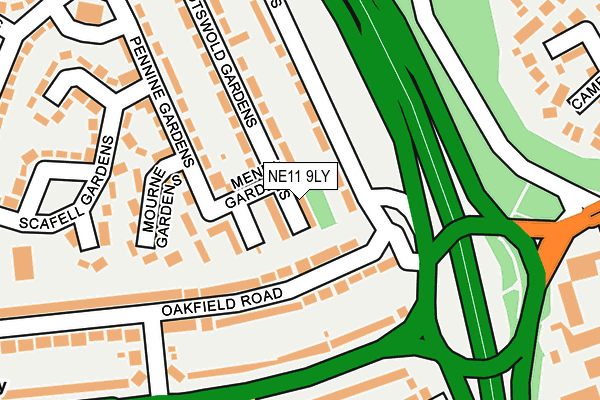 NE11 9LY map - OS OpenMap – Local (Ordnance Survey)