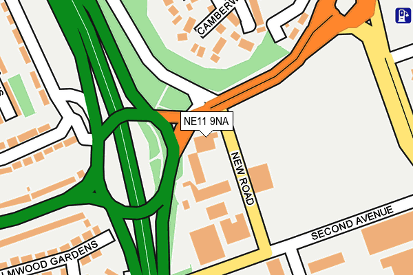 NE11 9NA map - OS OpenMap – Local (Ordnance Survey)