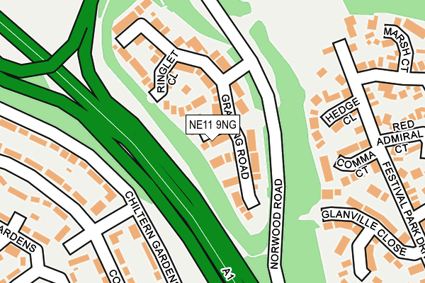 NE11 9NG map - OS OpenMap – Local (Ordnance Survey)