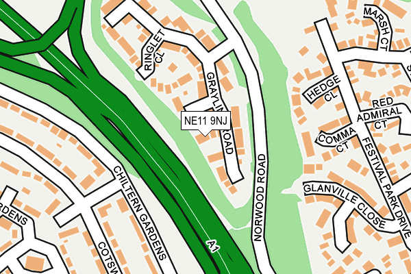 NE11 9NJ map - OS OpenMap – Local (Ordnance Survey)