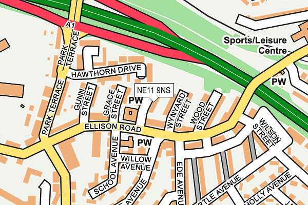 NE11 9NS map - OS OpenMap – Local (Ordnance Survey)