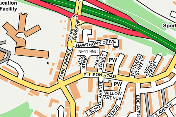 NE11 9NU map - OS OpenMap – Local (Ordnance Survey)
