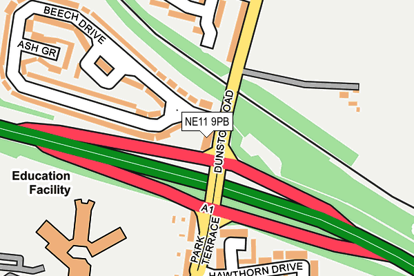 NE11 9PB map - OS OpenMap – Local (Ordnance Survey)