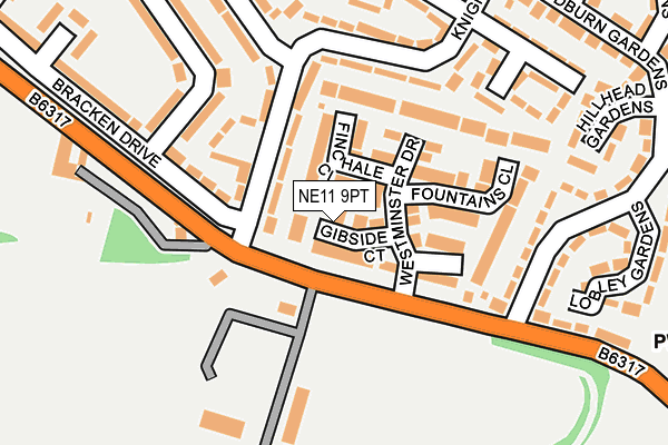 NE11 9PT map - OS OpenMap – Local (Ordnance Survey)