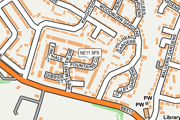 NE11 9PX map - OS OpenMap – Local (Ordnance Survey)