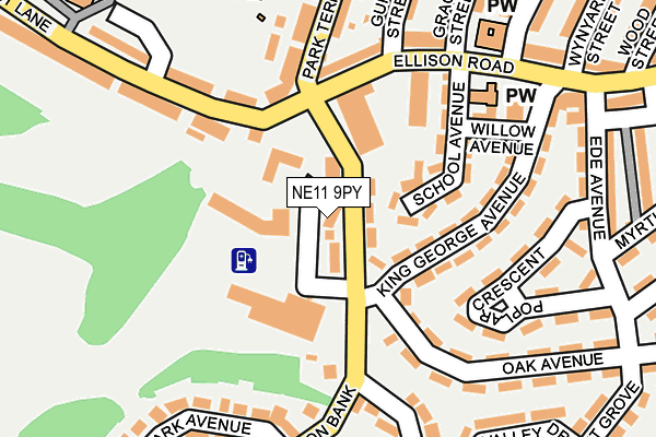 NE11 9PY map - OS OpenMap – Local (Ordnance Survey)