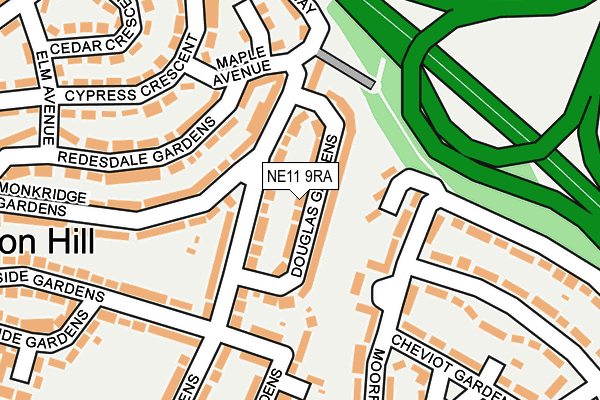 NE11 9RA map - OS OpenMap – Local (Ordnance Survey)