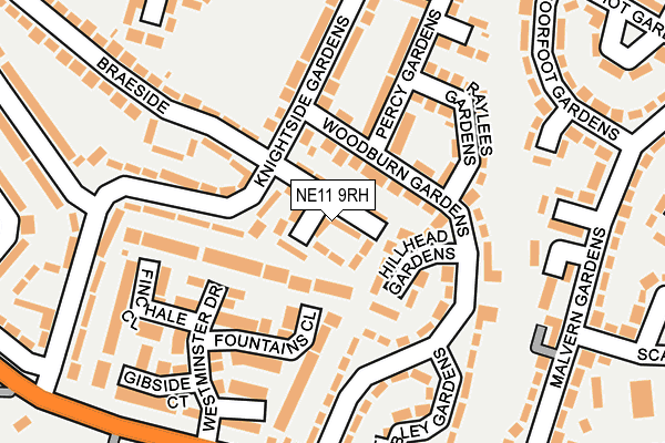 NE11 9RH map - OS OpenMap – Local (Ordnance Survey)