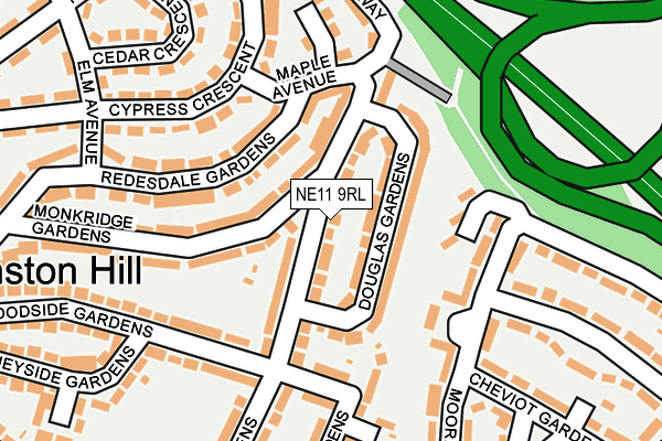 NE11 9RL map - OS OpenMap – Local (Ordnance Survey)