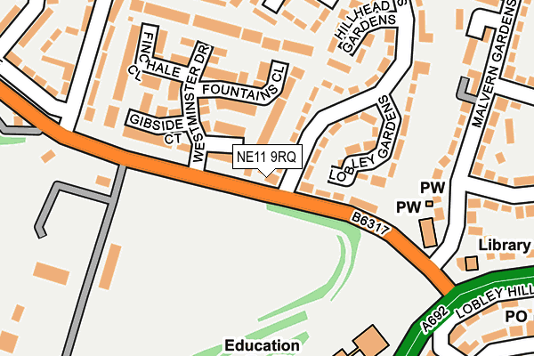 NE11 9RQ map - OS OpenMap – Local (Ordnance Survey)