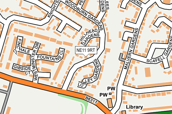 NE11 9RT map - OS OpenMap – Local (Ordnance Survey)