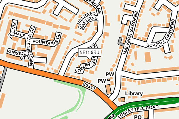 NE11 9RU map - OS OpenMap – Local (Ordnance Survey)