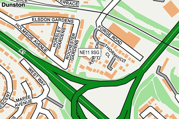 NE11 9SG map - OS OpenMap – Local (Ordnance Survey)